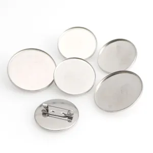 Broches en blanco de acero inoxidable bandejas redondas monturas para hacer joyas.