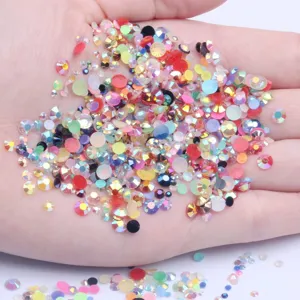 Colorful resin rhinestones mixed sizes flatback gems for DIY nail art crafts accessories