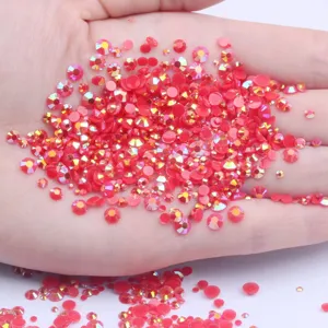 1000pcs red jelly resin rhinestones for DIY nail art and craft accessories detail view