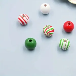 Christmas wooden beads colorful candy swirl DIY necklace jewelry decoration accessories craft