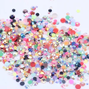 Resin Rhinestones Mixed Color Flatback Rhinestones Jelly Colorful Beads For Nail Art DIY Craft Decoration