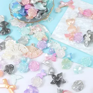 DIY resin cabochons mixed bows flowers charms for phone case hair clip craft decor