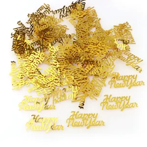 Gold happy new year confetti plastic table scatter pieces for party decoration celebration event supply