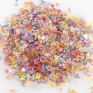 Sequins de lettres métalliques colorés 15g vrac DIY slime remplissage brillant confettis.