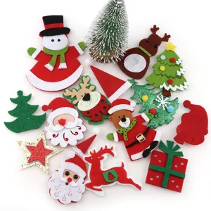 Christmas felt ornaments set, cute snowman Santa reindeer tree hanging decor for holiday party.