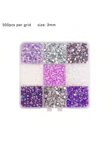 Resin jelly rhinestones 3mm 500pcs per grid colorful DIY nail art decorative craft beads box
