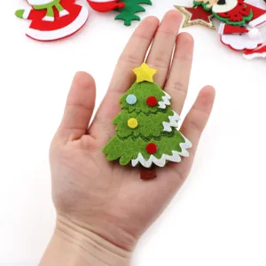Felt Christmas tree decoration ornament detail view showing green craft accessory design