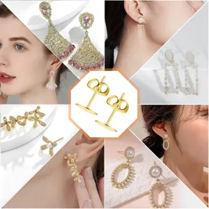 Stainless steel flat head pin ear studs DIY jewelry accessories for making fashion earrings.