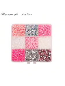 Detailed closeup of colorful resin rhinestones 3mm 500pcs per grid for DIY nail art design