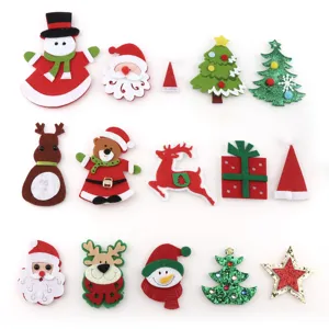 Christmas felt fabric decoration patches set featuring snowman santa tree reindeer for DIY crafts.
