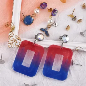 Stainless steel flat head stud earrings DIY jewelry accessories and handmade resin earrings set.