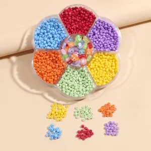 Boîte de rangement de perles de rocailles en forme de fleur 3mm perles de verre kit DIY bijoux