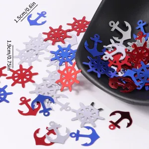 Nautical themed red white blue anchor and wheel confetti table scatter decorations 15g pack