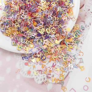 Paillettes lettres anglaises colorées remplissage de slime accessoires DIY 15g