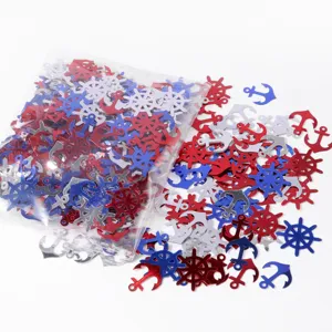 Red white and blue anchor helm confetti sequins for festival party table decoration pack