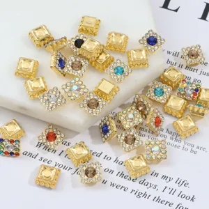 Botones cuadrados de diamantes de imitacion brillantes colgantes para zapatos decor