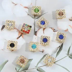Accesorios lazo DIY estrás cuadrados botones cristal brillante para manualidades artísticas.