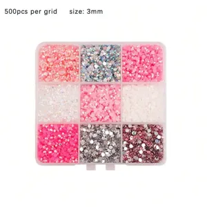 Resin Jelly Rhinestones Nail Art 9-Grid Box DIY Craft Sparkling Flatback Gems Decals