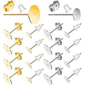 Stainless Steel Flat Head Needle Ball Stud Earrings DIY Jewelry Accessories
