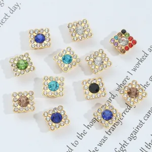 Botones de diamantes de imitación cuadrados manualidades cristal dijes accesorios moños