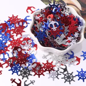 Mixed size anchor helm confetti red white blue patriotic party table scatter decorations