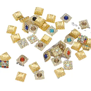 50pcs pedrería cuadrada dijes botones metal dorado DIY lazo centro accesorios para manualidades.