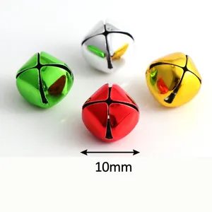 Grelots métalliques colorés de 10mm pour collier d'animal, décoration de noël et porte-clés DIY.