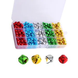 Ensemble de clochettes en metal colore avec boite de rangement transparente pour bricolage