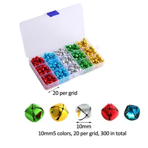 Détails de clochettes métalliques colorées de 10mm avec boîte de rangement pour loisirs.