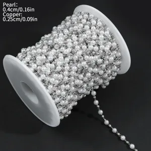 Rollo de bobina de cadena de perlas ABS y cobre para hacer joyas y accesorios de bricolaje