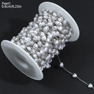Cadena de cuentas de perlas en forma de corazón, 0.6cm para manualidades y joyería DIY.