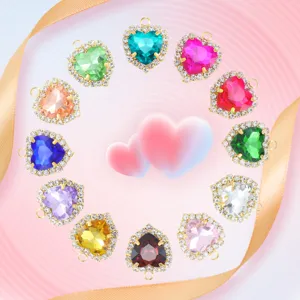 Bunt kristall herz anhänger legierung strass amulett für diy halsband armreif schmuck