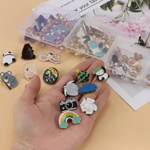 Cute cartoon enamel pins set, assorted aesthetic brooches for backpack, clothes and hats.