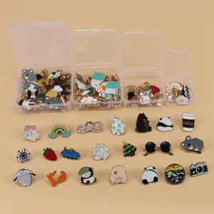 Cute cartoon enamel pins set, vintage aesthetic metal brooches for backpacks and clothes.