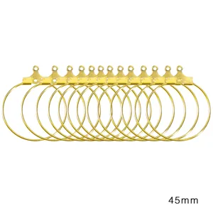 Boucles d'oreilles cintre métal doré détail taille 45mm pour création bijoux DIY.
