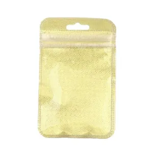 Goldener Druckverschlussbeutel in Gold mit Loch, perfekte Verpackung fuer Schmuck und Accessoires.
