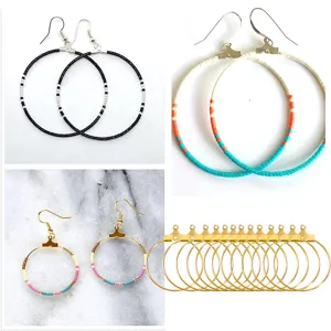 Détails de boucles d'oreilles créoles cintre DIY et accessoires de bijoux perlés colorés.