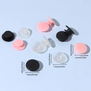 Botones colgantes de plástico para zapatos, diámetro 1.4cm, altura 0.6cm, rosa negro transparente.