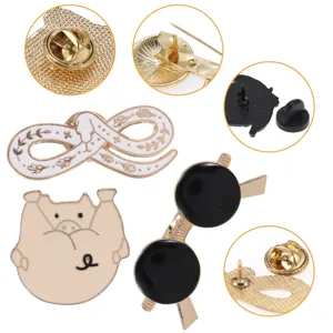 Cute cartoon enamel pins set, trendy metal brooch badges for backpacks, hats and clothing decoration.