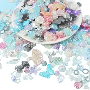 Assorted resin DIY craft charms mixed roses bows butterflies for phone case decoration.