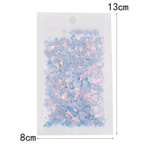 Paillettes nail art miste cuore luna stella glitter iridescenti per slime decorazione.