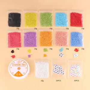 DIY kralen set 2mm glasrocailles acryl letter kralen hartjes met elastisch draad voor sieraden