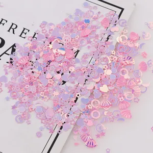 Paillettes per nail art miste, glitter olografico cuore stella luna conchiglia decoro.