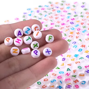 Colorful acrylic alphabet letter beads for DIY handmade bracelets necklaces jewelry making.