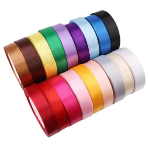 Colorful satin ribbon rolls 20mm polyester fabric tape for gift wrapping DIY sewing crafts wedding decor