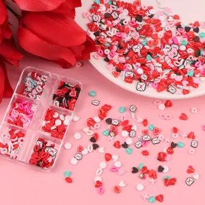 Valentine DIY polymer clay slices nail art accessories heart envelope confetti decoration