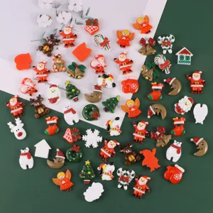 Christmas miniature resin flatback charms bulk set for DIY dollhouse crafts and jewelry making.