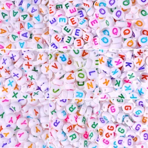 Colorful acrylic letter beads for DIY handmade bracelets necklaces jewelry making parts.