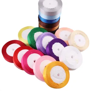 20mm polyester satin ribbon rolls for gift wrapping, DIY crafts, wedding decoration, and apparel.