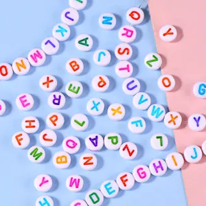 Colorful acrylic alphabet letter beads round charms for DIY handmade bracelets and necklaces